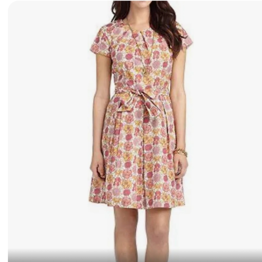 Brooks Brothers beautiful floral 100% cotton, pleated Dress  size 10